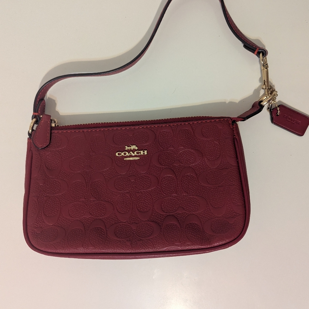 Coach Cherry Red Debossed Nolita EUC - Picture 11 of 13